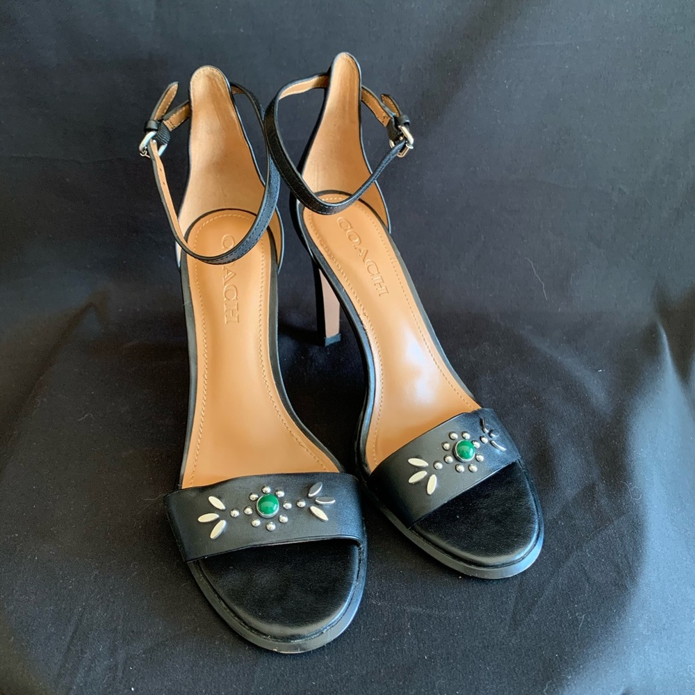 Coach Semi Matte Calf Saddle Indi Heels CA - Picture 1 of 7